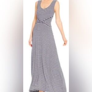 MAX STUDIO LONG MAXI KNIT GRECIAN GREEK STYLE STRIPED DRESS Breathable Stretch S